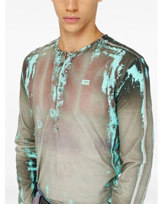 DIESEL Green Grandad T-Shirt for men