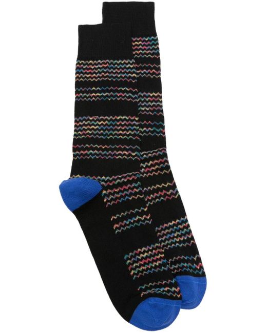 Paul Smith Black Chevron-pattern Cotton Blend Socks for men