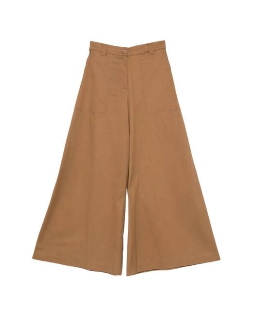 Marc Ellis Natural Patch-Pocket Palazzo Pants