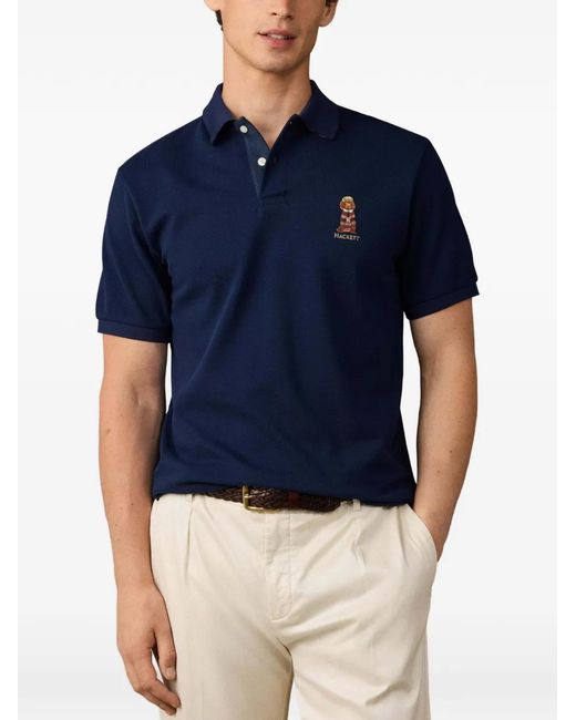 Polo Bordado Hackett de hombre de color Blue