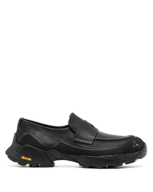 Roa Black Logo-Print Leather Loafers for men
