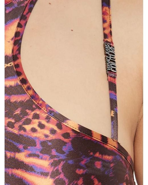 Versace Jeans Couture Red Animal-Print Bodysuit