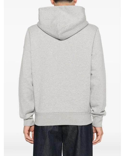 Moncler Gray Embroidered Hooded Cotton Sweatshirt for men