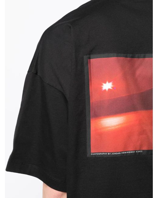 OAMC Black Photograph-Patch Oversized T-Shirt for men