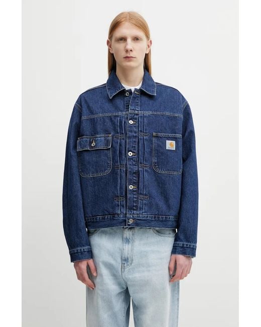 Carhartt Blue Belmar Logo-Patch Denim Jacket for men