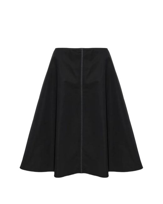 Marni Black Contrast-Stitch A-Line Midi Skirt