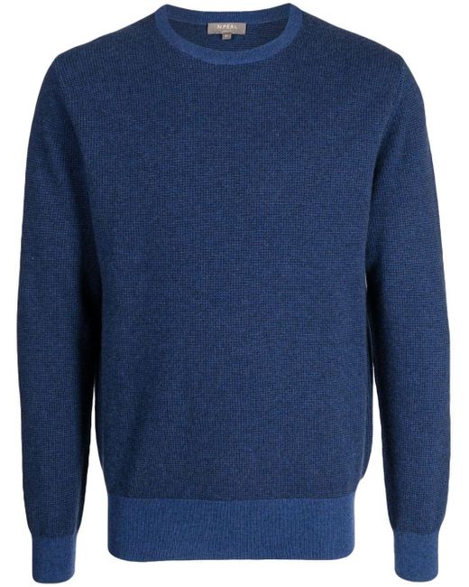 N.Peal Cashmere Blue Oxford Bird's Eye-knit Cashmere Jumper for men