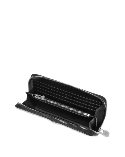 Philipp Plein Black Monogram Studded Zip Wallet