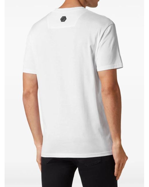 Philipp Plein White Tattoo-Print Cotton T-Shirt for men