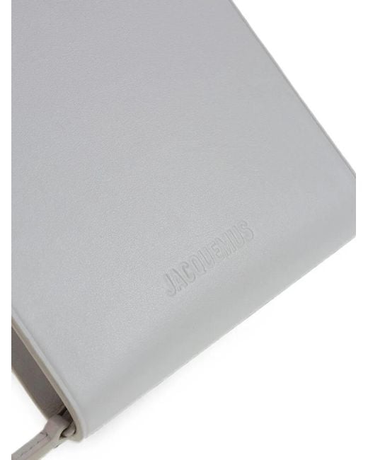 Jacquemus Gray Leather Wallet With Shoulder Strap