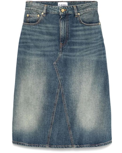 Ganni Blue Heavy Midi Skirt