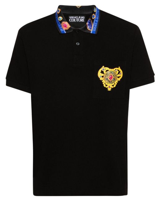 Versace Black Heart Couture Polo Shirt for men