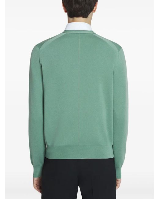 Lanvin Green Merino-Wool Cardigan for men