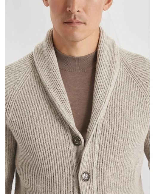 Brunello Cucinelli Cotton V Necked Cardigan in het Gray voor heren