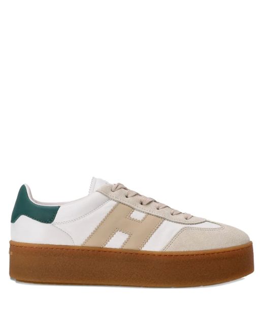 Hogan White Cool Platform Leather Low-Top Sneakers
