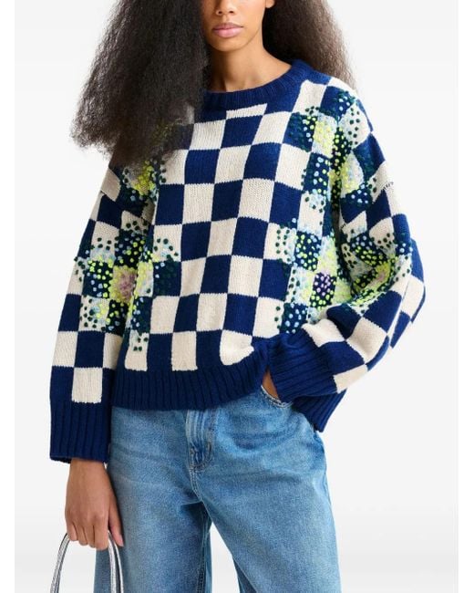 Essentiel Antwerp Blue Bestickter Inter Pullover