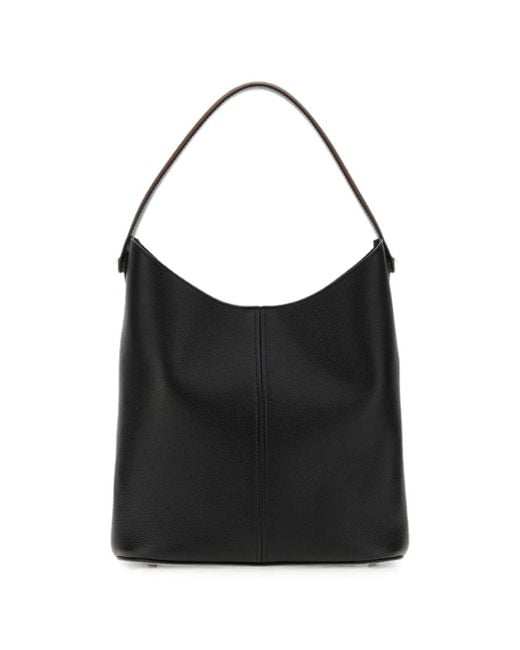 Maison Margiela Black Dress-Age Grained Leather Tote Bag