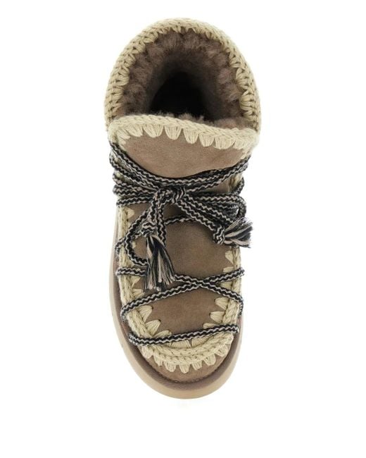 Mou Brown 40Mm Crochet-Detail Lace-Up Boots
