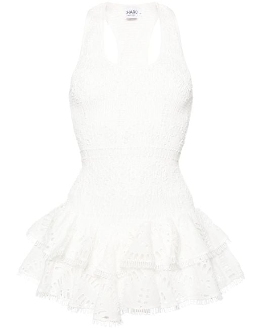 Charo Ruiz Virka Broderie Anglaise Mini-jurk in het White