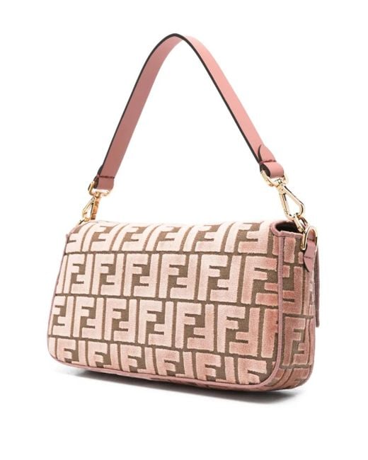 Fendi Pink Medium Baguette Ff-Pattern Shoulder Bag