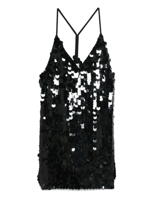 P.A.R.O.S.H. Black Sequin Spaghetti-Strap Dress