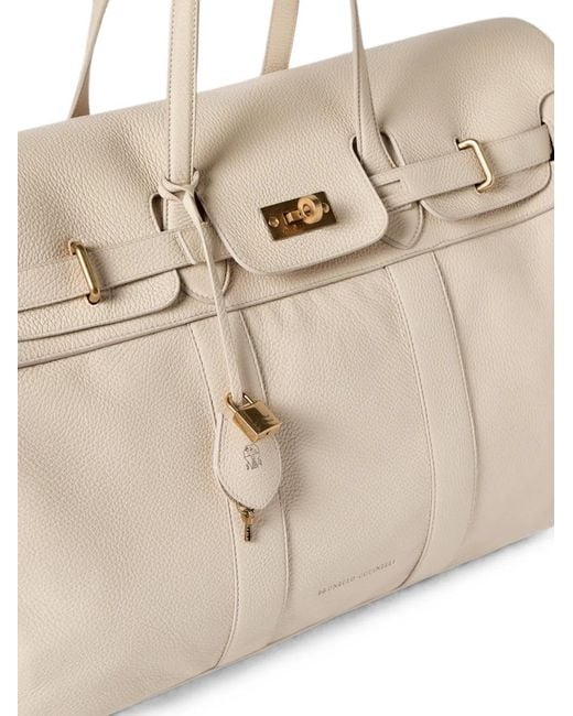 Brunello Cucinelli Natural Sac De Voyage Explorer En Peau De Cerf