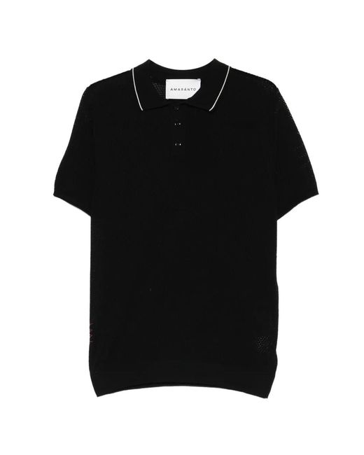 Amaranto Black Perforated Polo Shirt for men
