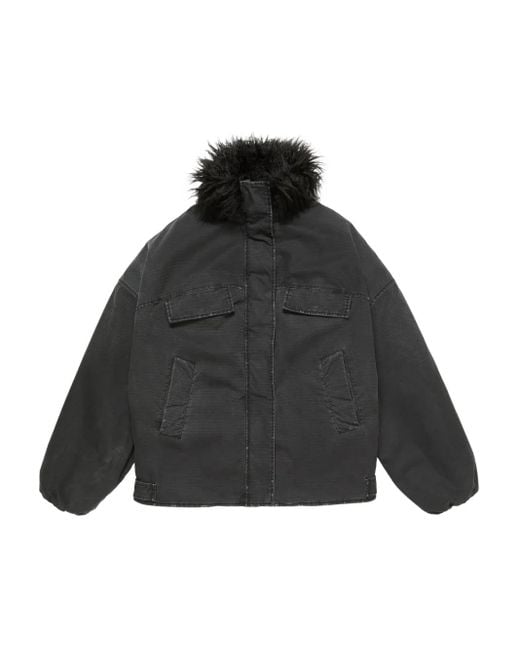 Acne Black Faux-Fur Collar Jacket