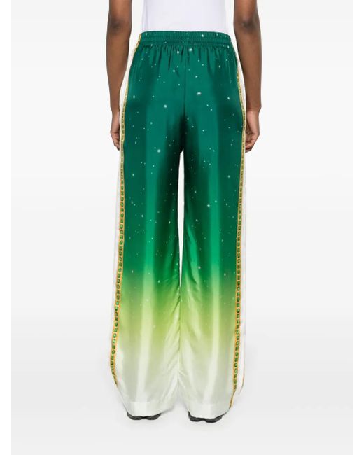 Casablanca Green Joyaux D'Afrique Silk Trousers