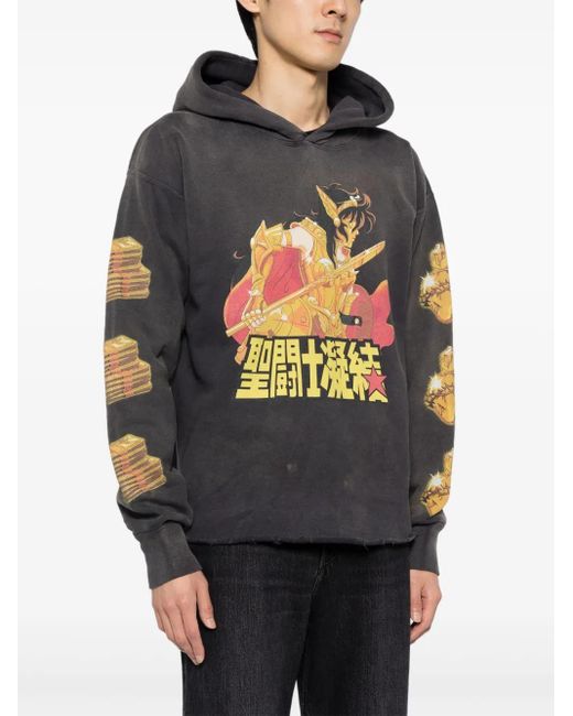 SAINT Mxxxxxx Gray Graphic-Print Cotton Hoodie