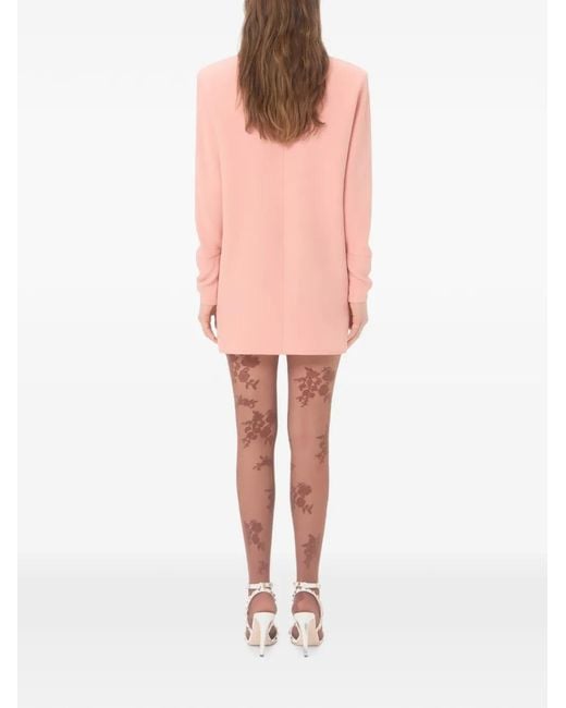 Valentino Garavani Pink Robe Courte En Crêpe Couture À Broderie