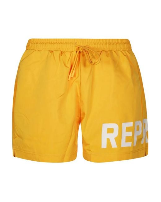 Represent Yellow Drawstring Swim Shorts for men