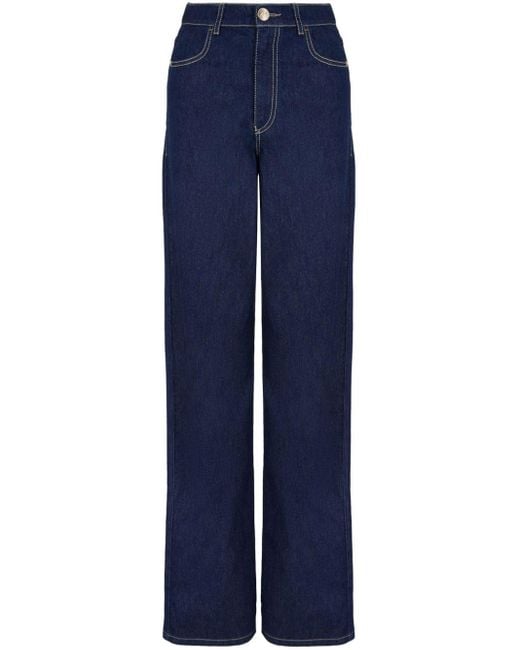 Emporio Armani High Waist Straight Jeans in het Blue