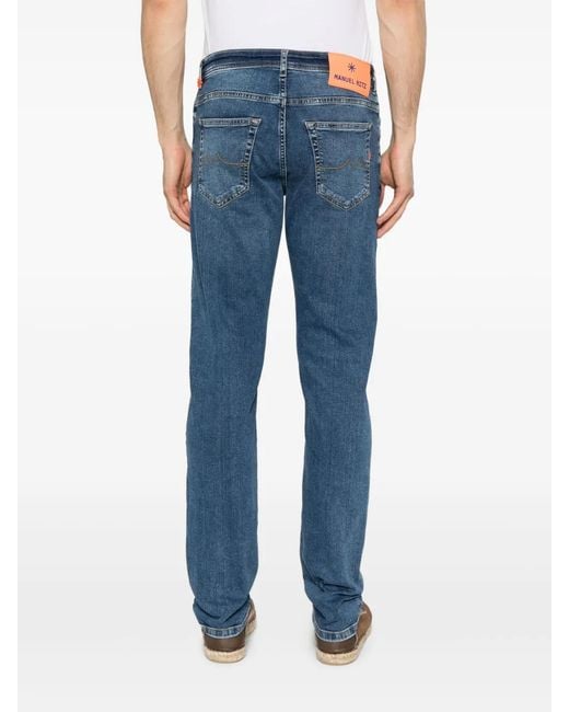 Manuel Ritz Blue Logo-Patch Jeans for men