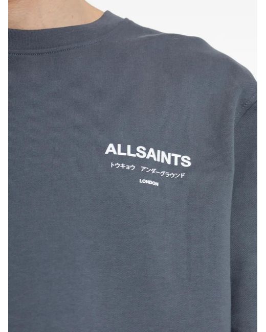 AllSaints Blue Underground Printed Sweatshirt for men