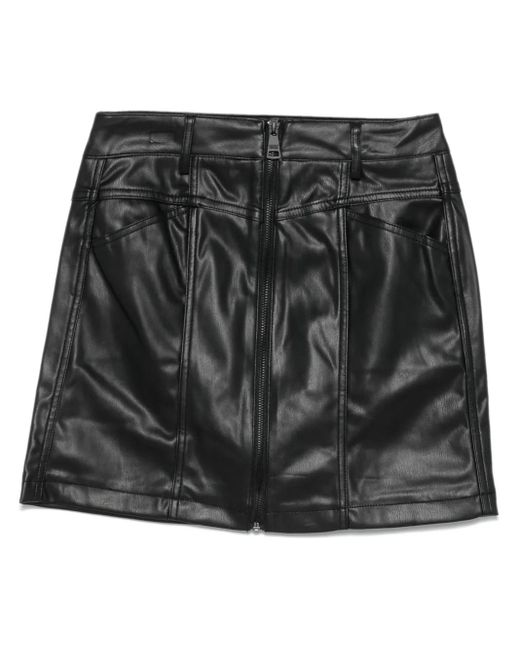 DKNY Black Faux Leather A-Line Mini Skirt