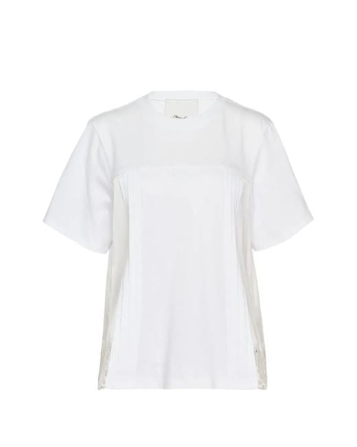 3.1 Phillip Lim White Lace-Trim T-Shirt