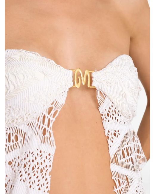 Amir Slama White X Jade Picon Metal Detail Bandeau Top