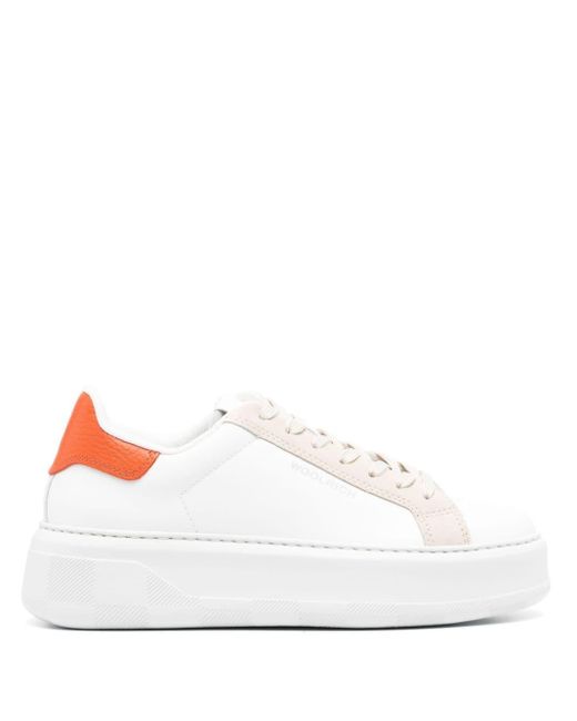 Logo-print leather sneakers Woolrich de color White