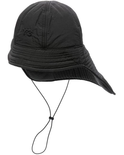 Y-3 Black Neck-flap Quilted Bucket Hat