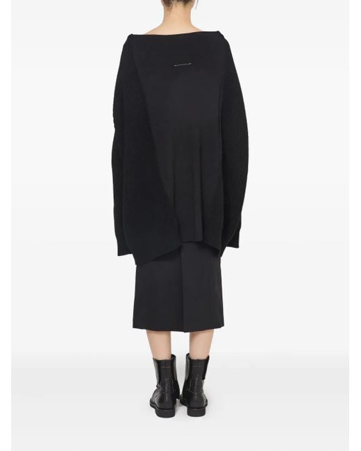 MM6 by Maison Margiela Black Ribbed Crewneck Sweater