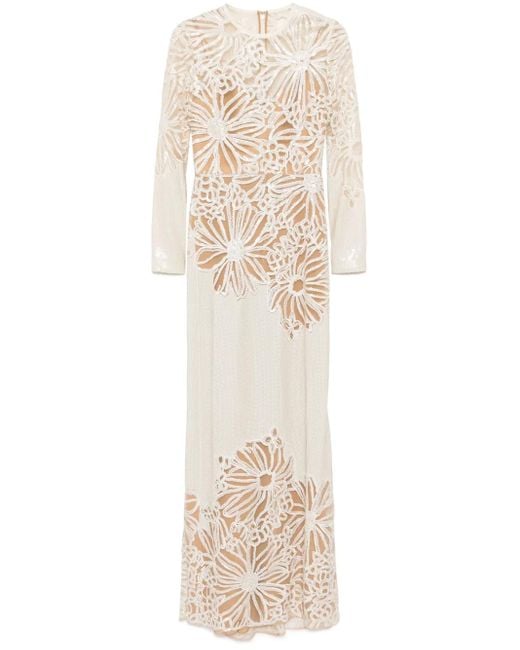 Elie Saab エンブロイダリー ロングドレス Natural