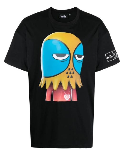 Haculla Black Unamused Hac Graphic-Print T-Shirt for men