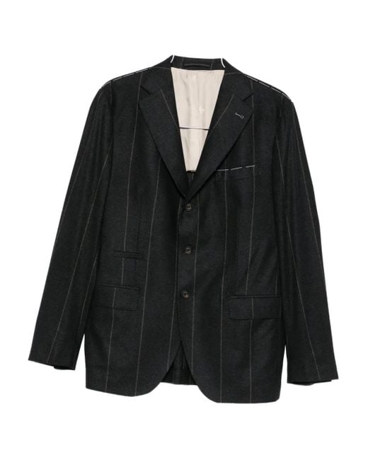 Eleventy Black Pinstripe Wool-blend Suit for men