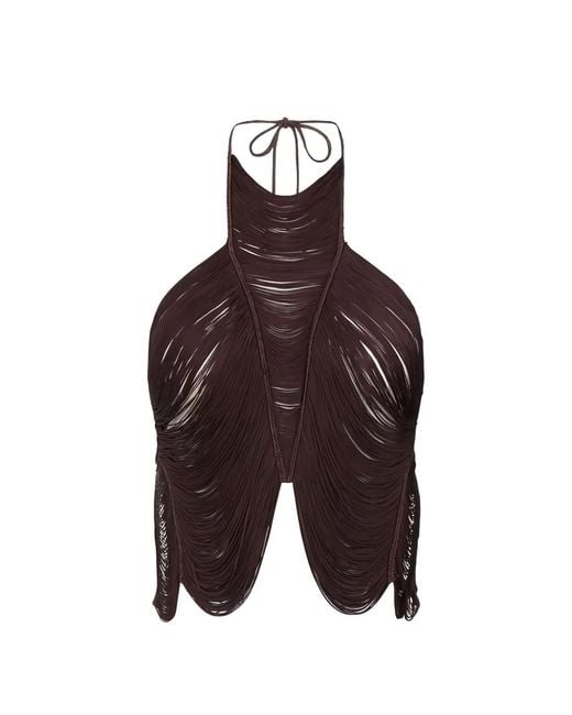 Elisabetta Franchi Red Top With Fringes