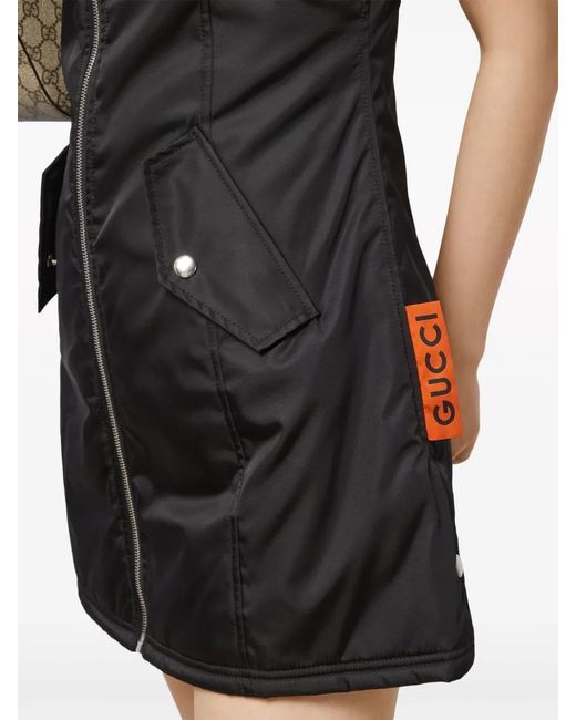 Gucci Black Logo-embroidered Zipped Minidress