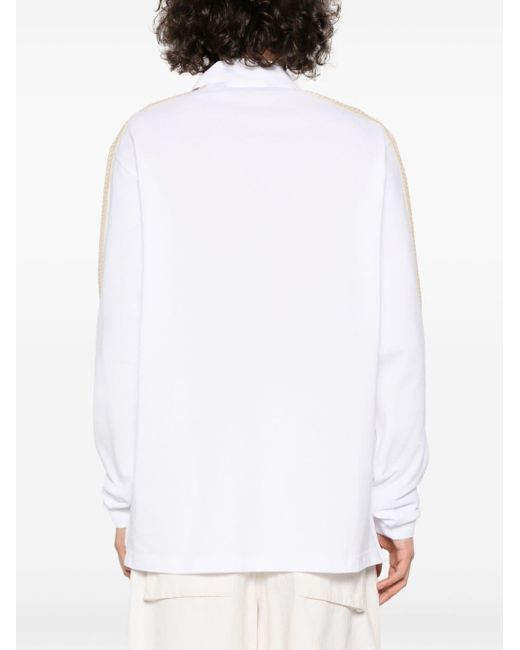 Palm Angels White Crochet-trim Polo Shirt for men