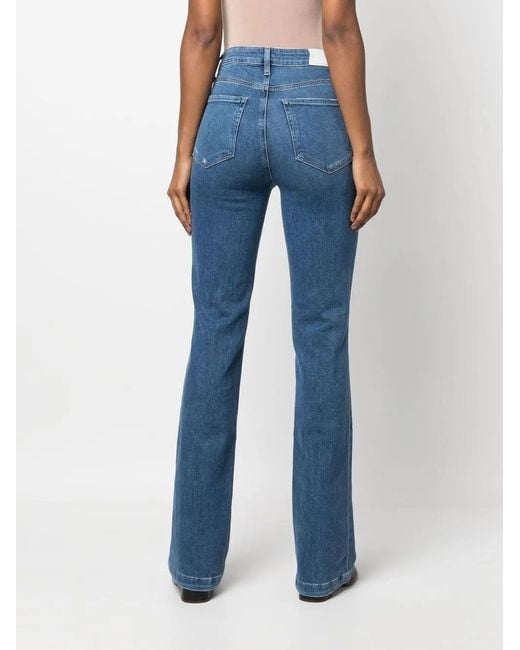 PAIGE Blue Flared Mid-Rise Jeans