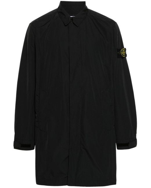 Cappotto monopetto con applicazione Compass di Stone Island in Black da Uomo