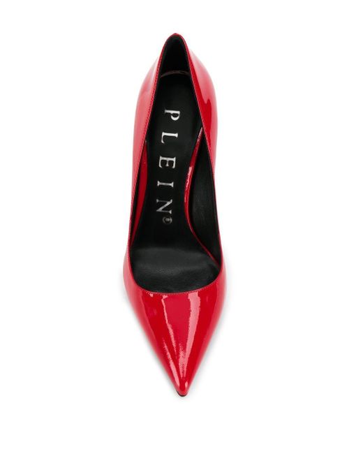 Leather Decollete Skull High Heels 
